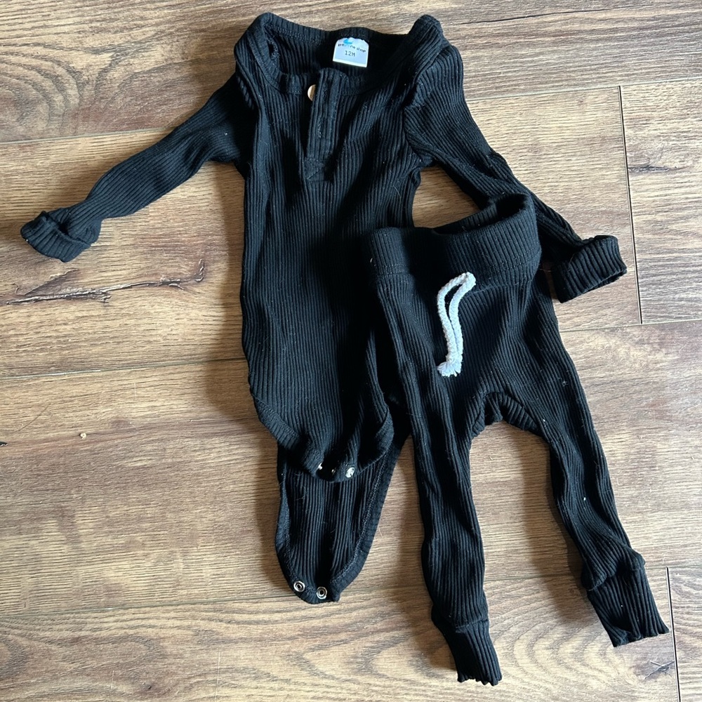 Little One Shop ribbed black set